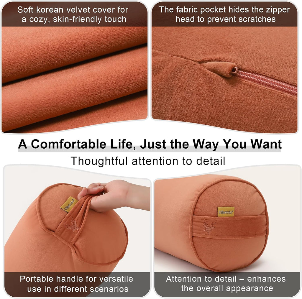 Body Pillow for Adults, Long Round Pillow, Big Cylindrical Pillow, Large Full Bolster Pillows for Side Sleepers (Amber Orange, 59"*7.87")