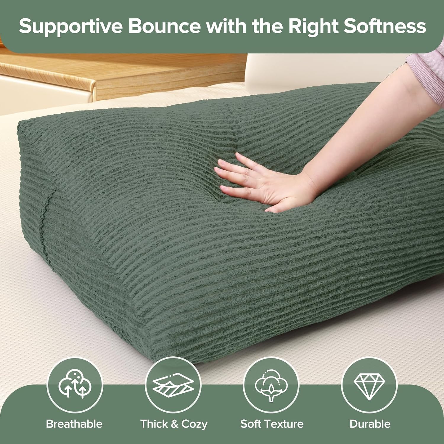 Royal Choice Headboard Pillow for Sitting Up in Bed, Queen Size Backrest Triangle Reading Pillow for Daybed, Supportive Bed Back Pillow for…