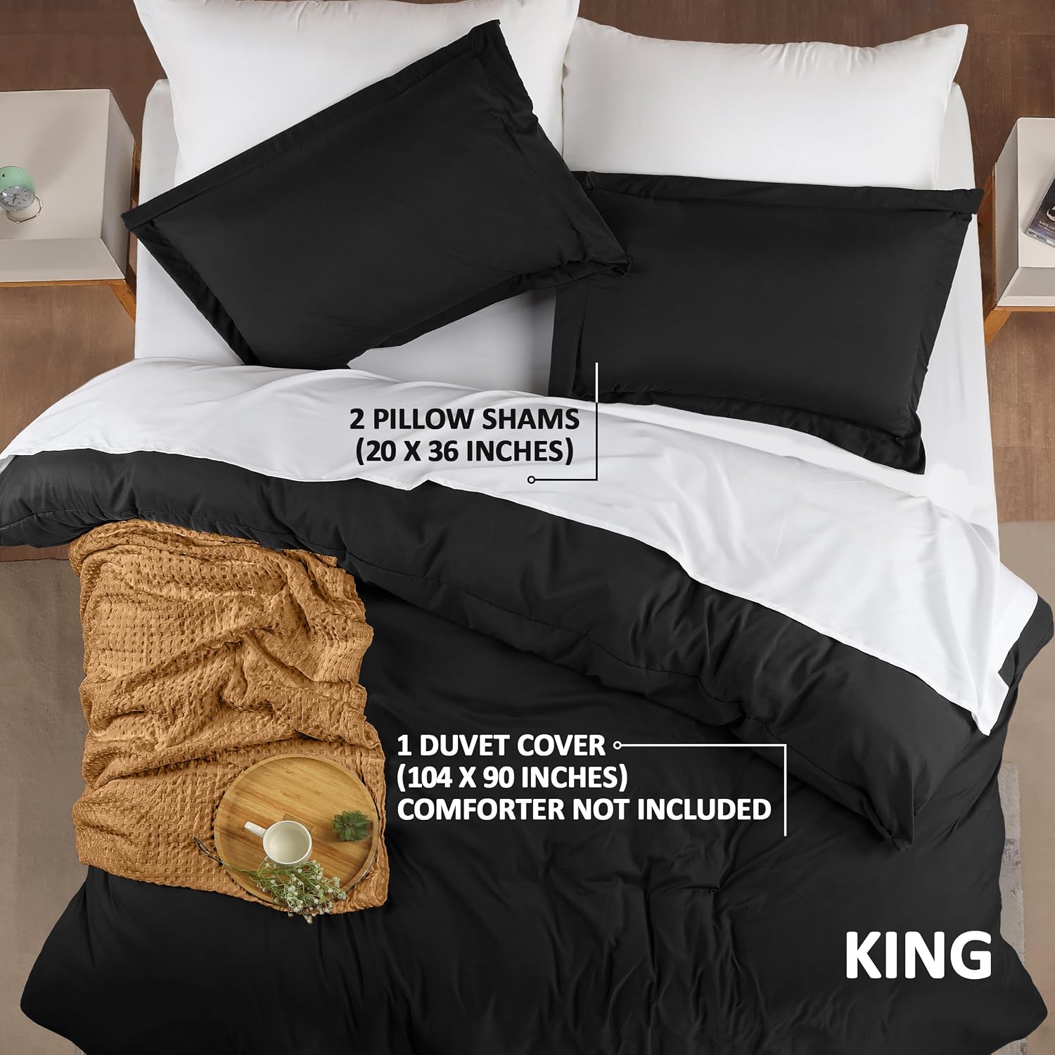 Utopia Bedding Duvet Cover King Size - 3 Piece with Zipper Closure - 1 Comforter Cover 104X90 Inches & 2 Pillow Shams 20X36 Inches…