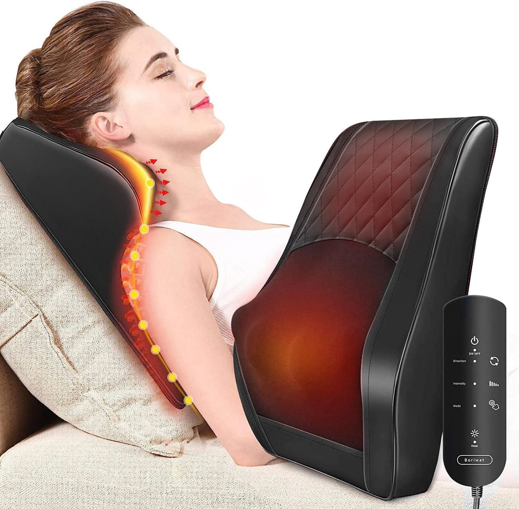 Boriwat Back Massager with Heat, 3D Kneading Massage Pillow for Back, Neck, Shoulder, Leg Deep Tissue, Gifts for Women Men Mom Dad 0 Count…