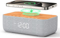 REACHER 15W Fast Magnetic Wireless Charging Alarm Clock with White Noise Machine, Woodgrain Style, 20 High‐Fidelity Sounds, Gradual Wake…