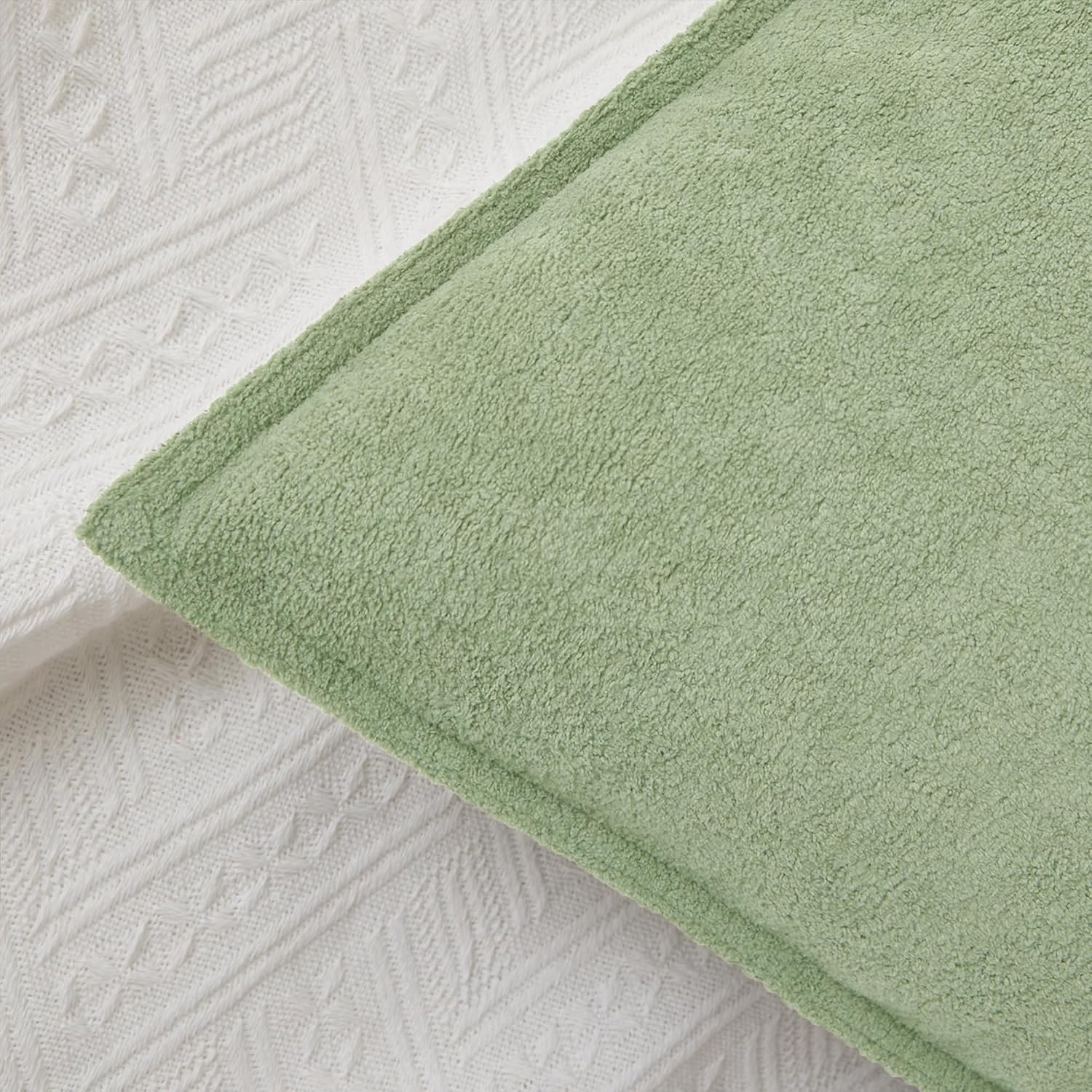 KevinTextile Kevin Textile Spring Waterproof Decorative Pillow Covers Sage Green 16x16 Inch Pack of 2 Soft Boucle Textured Throw Pillowcase…