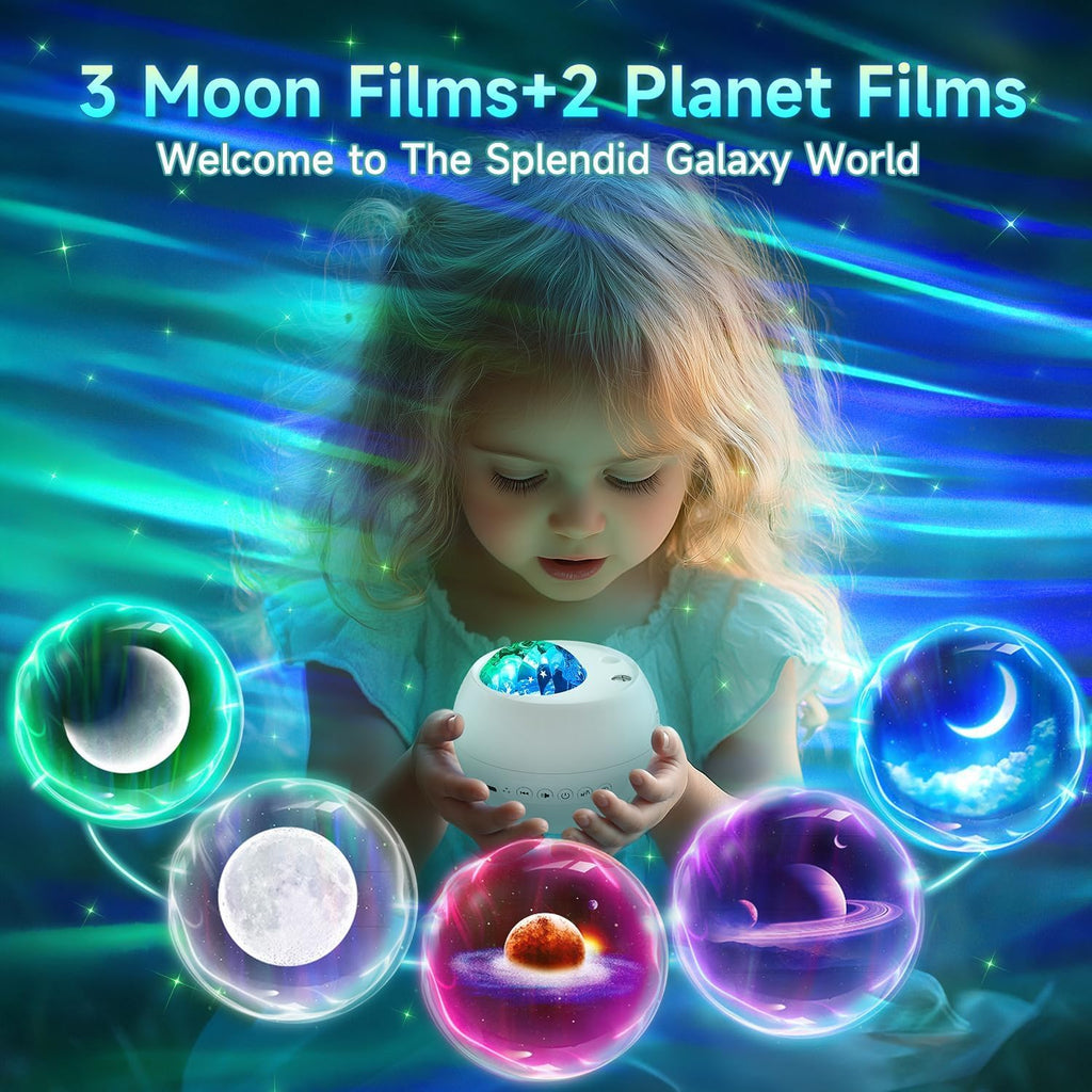 Northern Lights Projector,300+Lighting Modes Galaxy Projector for Bedroom,15 White Noise&Bluetooth Galaxy Projector for…
