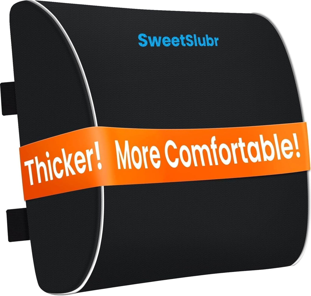 SweetSlubr Lumbar Support Pillow for Office Chair, Car & Gaming Chair, Ergonomic Memory Foam Cushion for Back Comfort, Zoned Back…