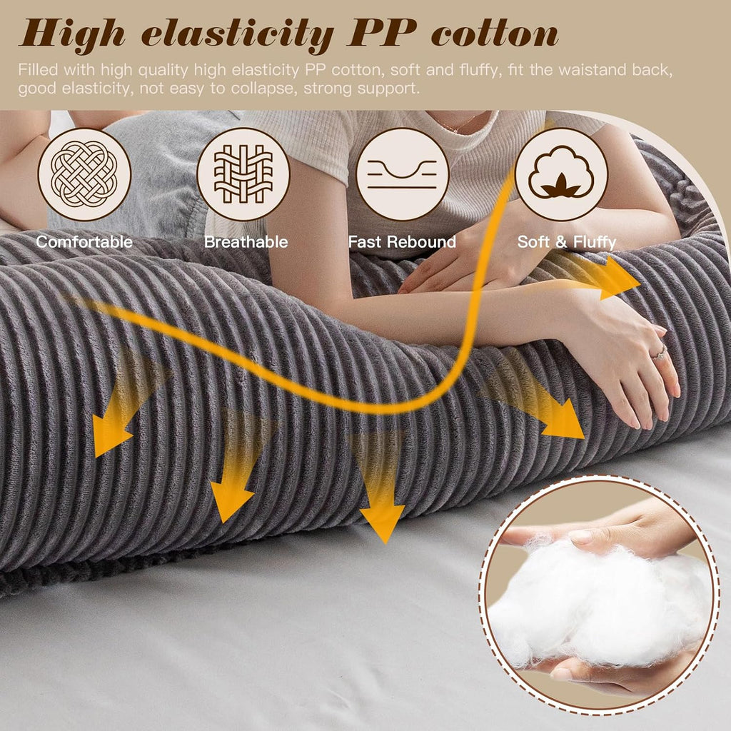 Large Triangular Headboard Wedge Bed Rest Reading Pillow Backrest Positioning Support Bolster Cushion with Removable Cover (Grey, King…