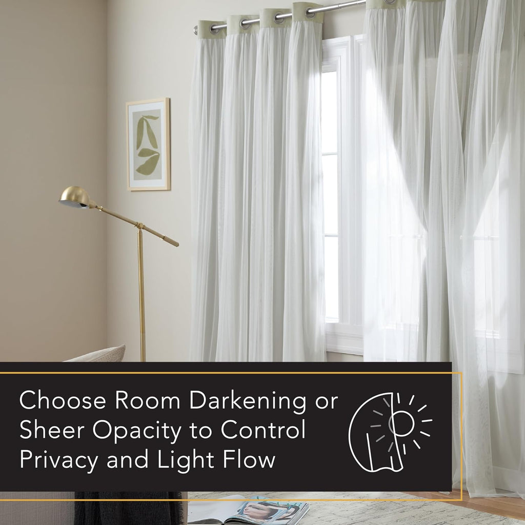 TOWN & COUNTRY LUXE Talia Double Layer Indoor Curtains, Sheer and Room Darkening Blackout, Grommet Top, Energy Efficient, 2-Pack Set…