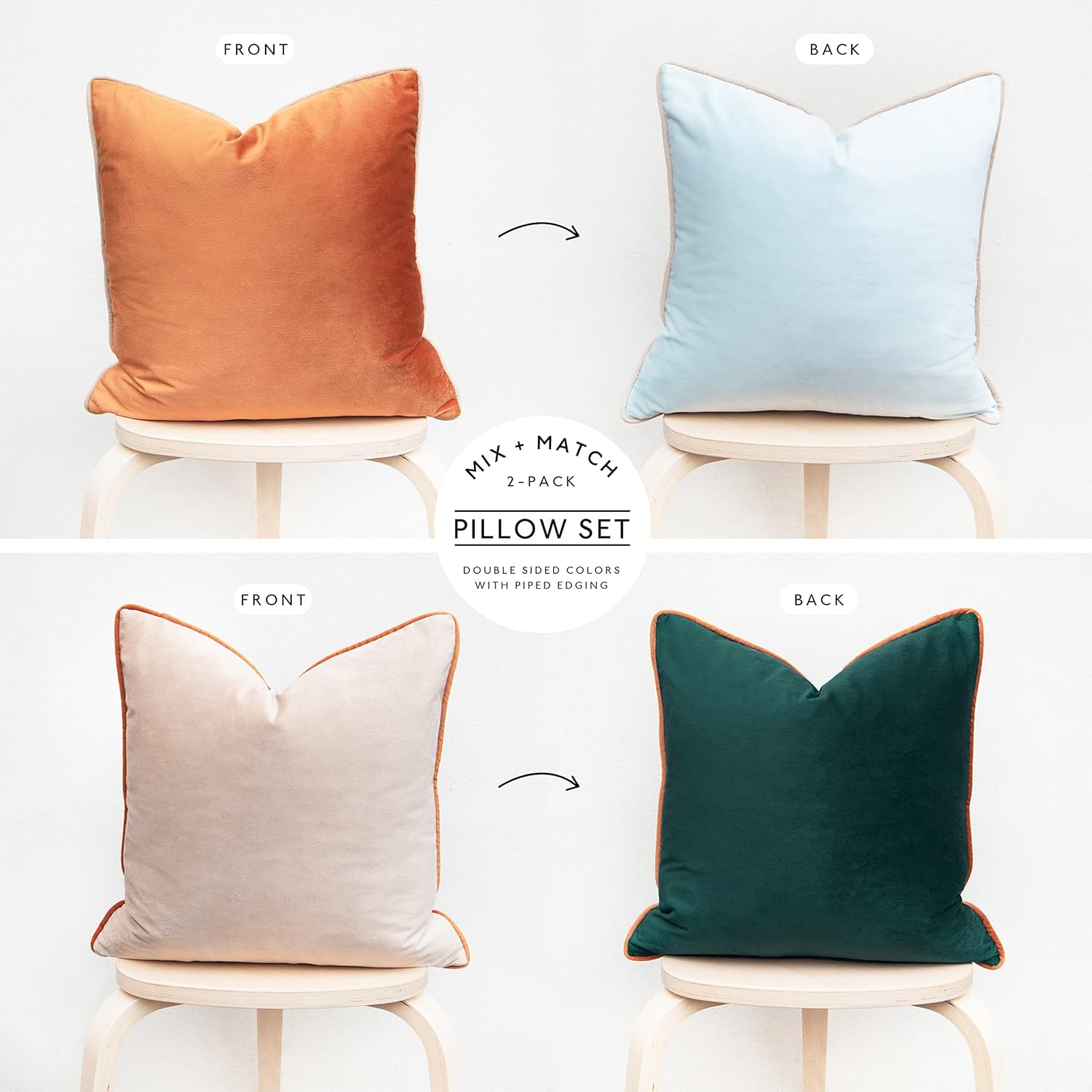 MONDAY MOOSE Decorative Throw Pillow Covers Cushion Cases, Set of 2 Soft Velvet Modern Double-Sided Designs, Mix and Match for Home…
