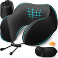 ExploreBliss Travel Pillow, Travel Pillows for Sleeping Airplane, Neck Pillow Airplane, Memory Foam Neck Pillow Set with Eye Mask, Earplugs…