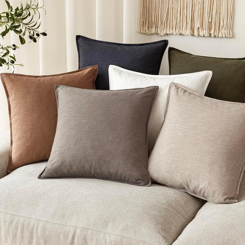 Foindtower Set of 2, Decorative Linen Soild Throw Pillow Covers Soft Accent Euro Cushion Case Farmhouse Neutral Pillowcase for Chair…