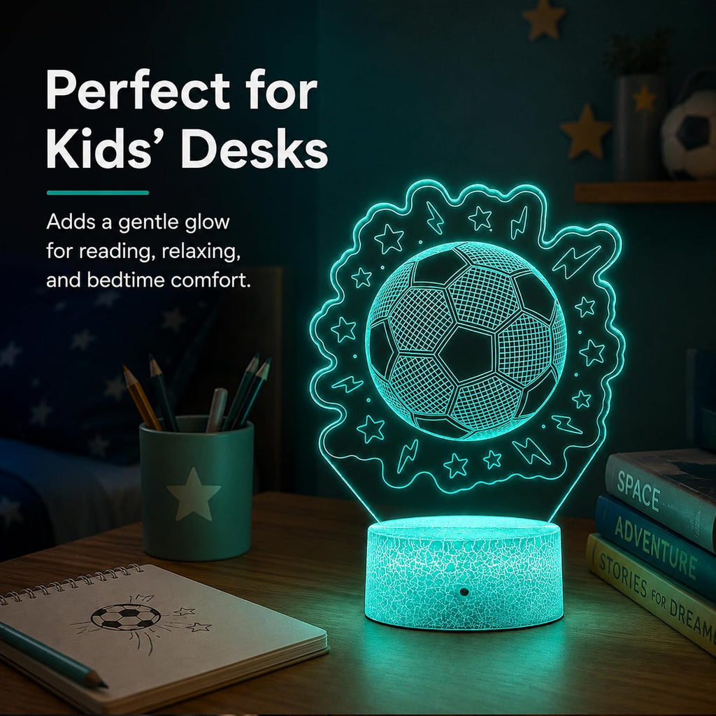 Soccer 3D Illusion Night Light, Remote, 16 Colors Changing RGB Flashing Mode Dimmable LED Lamp, Birthday Holiday Gifts for Boys Girls…