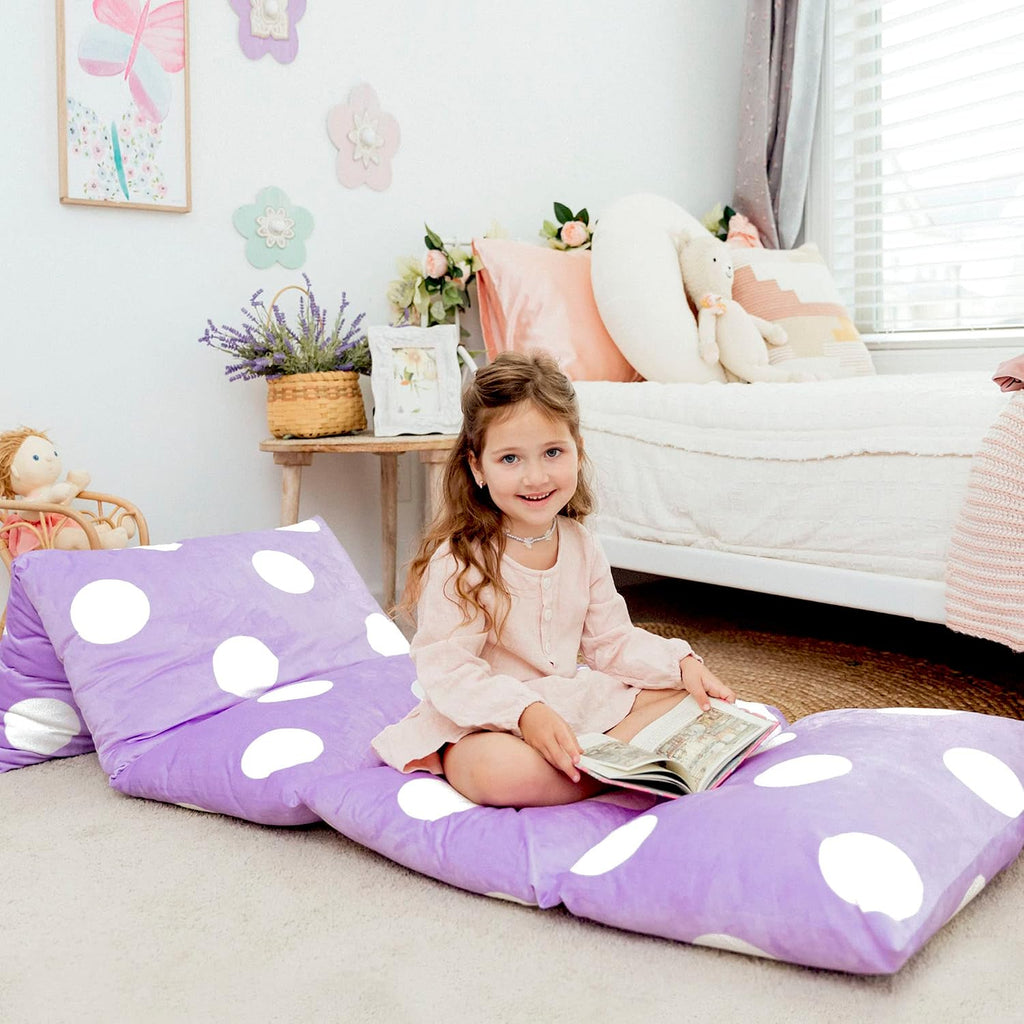Butterfly Craze Floor Pillow Case, Mattress Bed Lounger Cover, Purple, King Size - Cozy Seating Solution for Kids Ages 3-14, Recliner…
