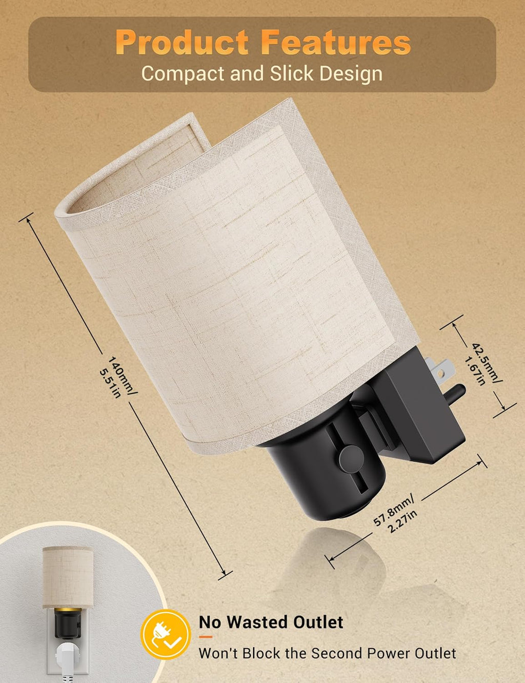 JandCase Night Lights Plug into Wall, LED Night Light Dimmable, Nightlight with Auto On Off Light Sensor, Warm White 3000K Night Lights…