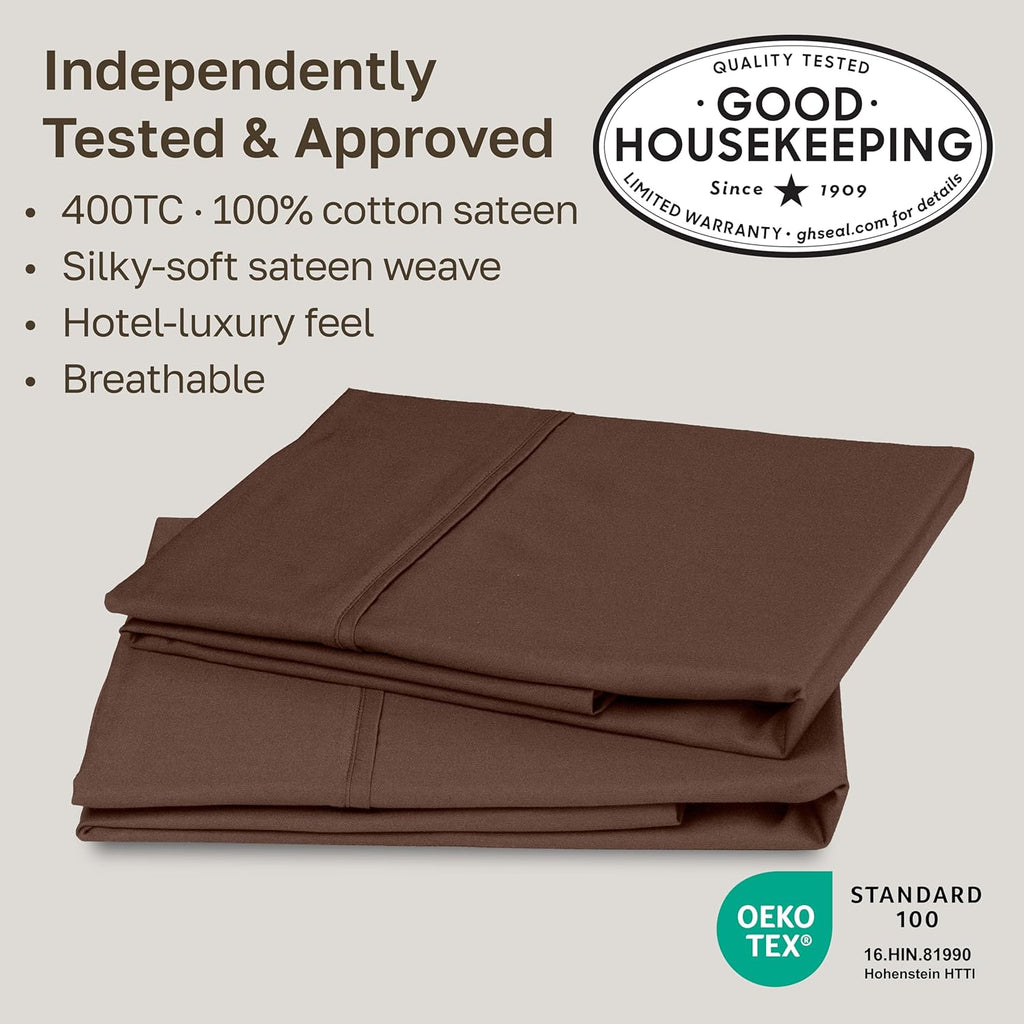 CaliforniaDesignDen California Design Den Standard/Queen Size Pillowcase Set - Soft 400 Thread Count Sateen, 100% Cotton Pillowcases, Set o…