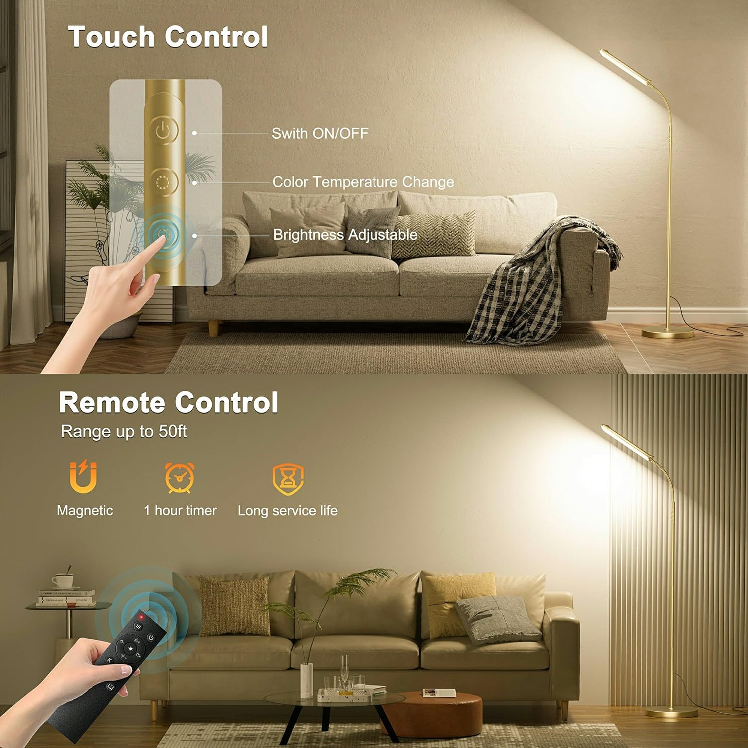 Yikuneng Dimmable LED Floor Lamp, Super Bright Reading Lamps Floor Standing lamp with Remote & Touch Control, Stepless Dimming &…