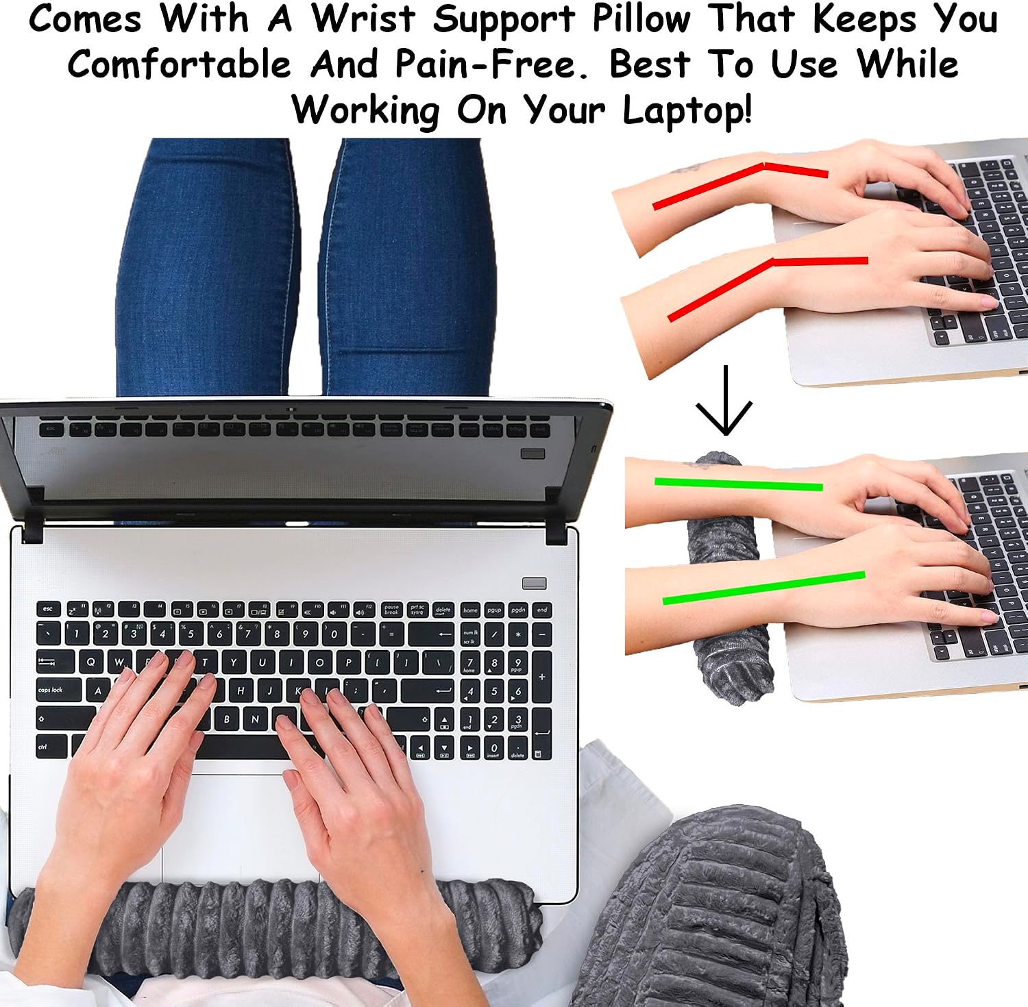 Homie Reading Pillow with Reading Light and Wrist Support, Has Arm Rests, and Back Support for Bed Rest, Lounging, Reading, Working on…