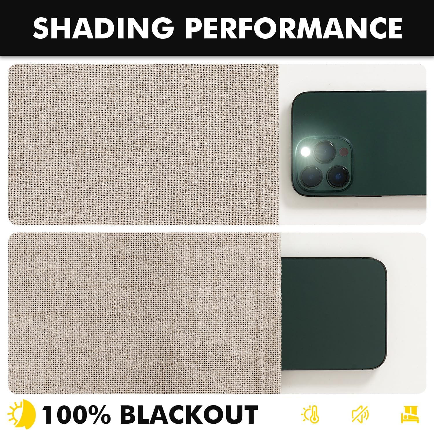 Miulee 100% Blackout Linen Curtains for Bedroom, Khaki Solid Luxury Decor Thermal Insulation Room Darkening Drapes for Living Room Nursery…