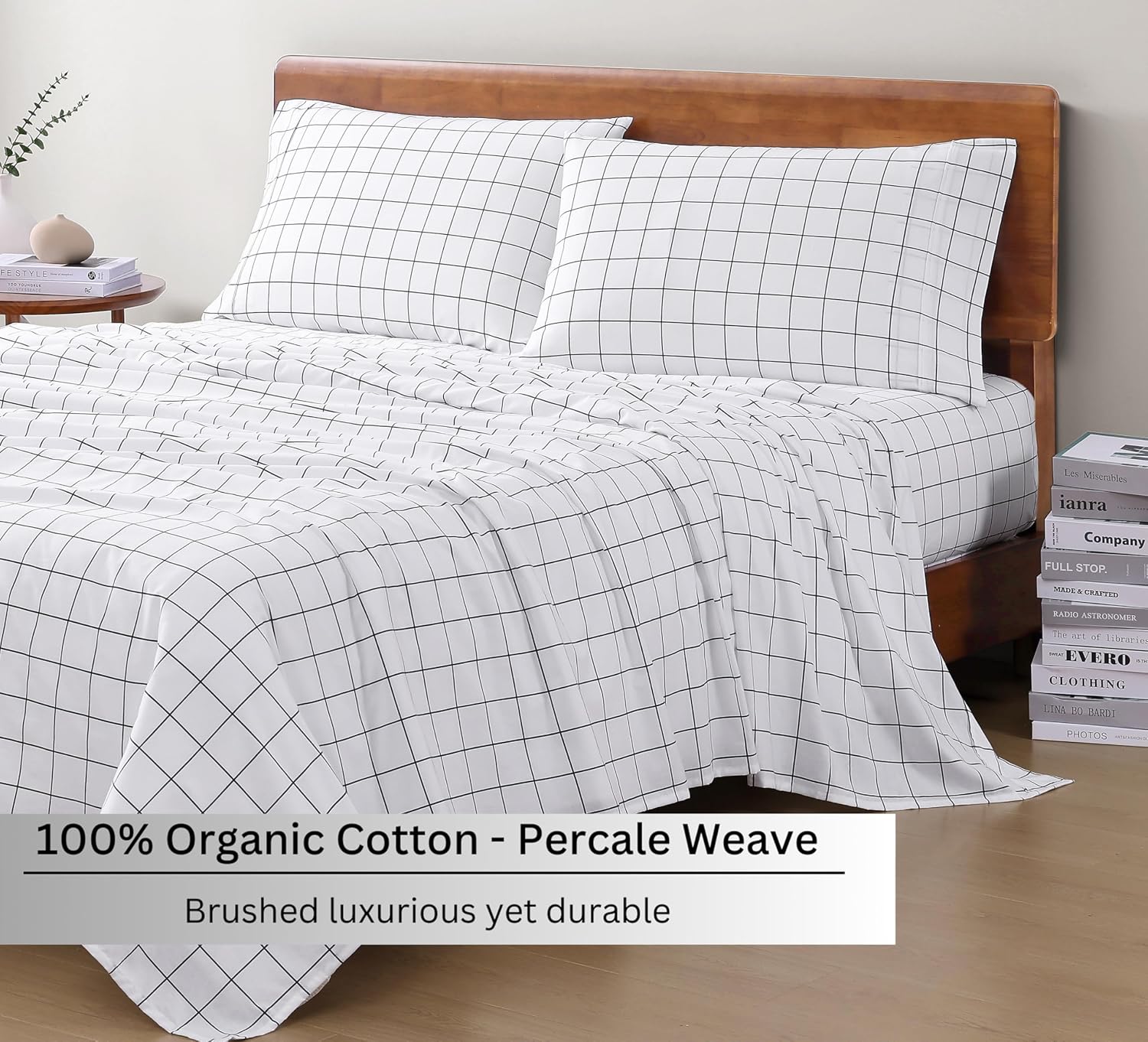 LaneLinen LANE LINEN 100% Organic Cotton Queen Bed Sheet, Fade Resistant Printed Cotton Sheets Low Pill Soft & Comfy Machine Washable Queen…