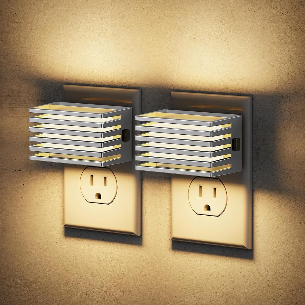 JandCase LED Night Light, Silver Night Lights Plug into Wall with Dusk to Dawn Sensor, Dimmable Plug in Night Light [2 Pack], Adjustable…