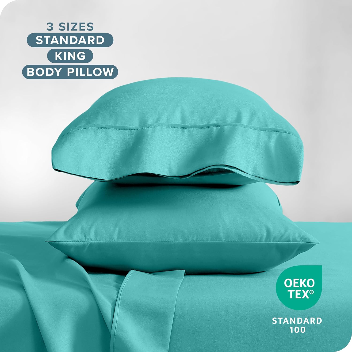 BareHome Bare Home Microfiber Pillow Cases - King Size Set of 2 - Cooling Pillowcases - Double Brushed - Turquoise Pillowcases 2 Pack - Eas…