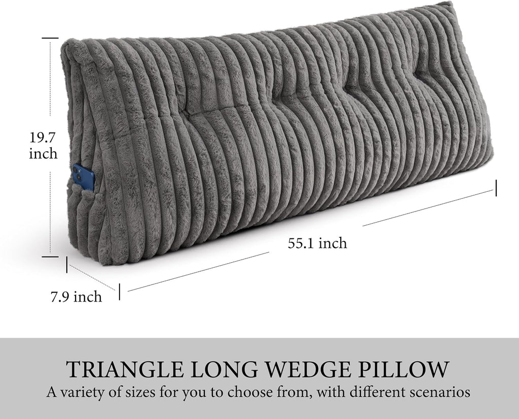 Headboard Pillow Full, Triangular Wedge Pillow Headboard Full, Cushion Headboards Reading Pillows, Backrest Pillows for Sitting in Bed or…