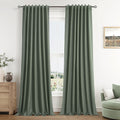 Guken Olive Green 100% Blackout Curtains 84 Inch Length 2 Panels Set for Living Room Bedroom Back Tab Thermal Insulated Black Out Linen Dra…