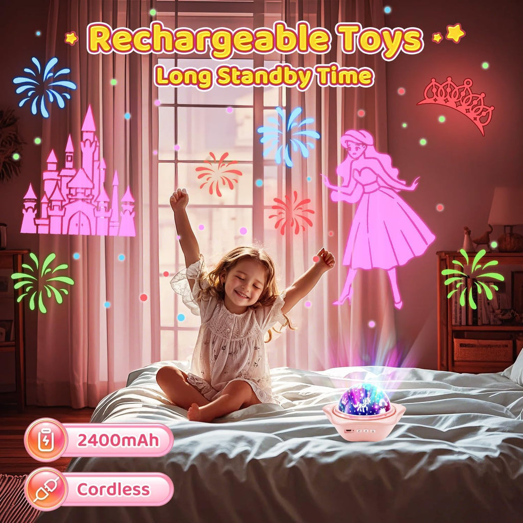 Onefire Girls Toys for Girl Gifts, 6 Films Light Projector Unicorn Toys for Girls Age 4-6, Rechargeable Night Lights for Bedroom, 360°…