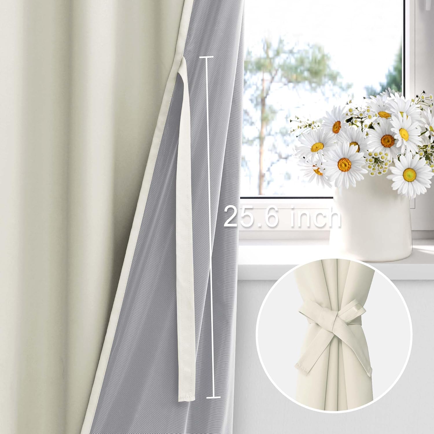 Xwzo 100% Blackout Window Curtains - Thermal Insulated & Completely Room Darkening Black Liner Window Treatment with Tiebacks for Bedroom/L…