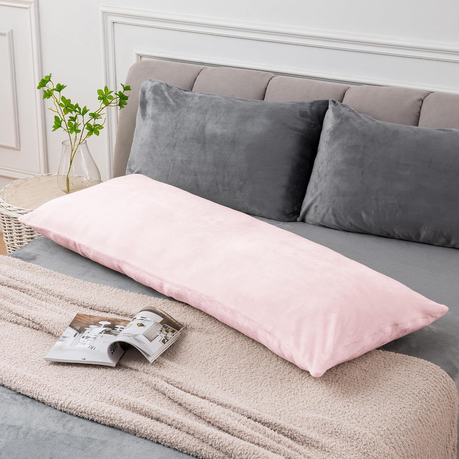 Bedelite Body Pillow Cover with Zipper Closure, Super Soft and Cozy Fuzzy Fleece Pillowcase 20 x 54 Inches, Luxury Fluffy Plush Long Body P…