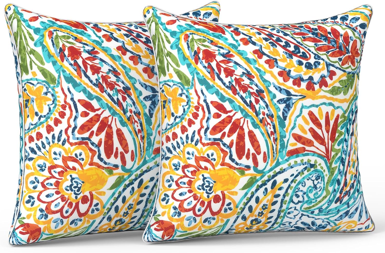 LVTXIII Pack of 2 Outdoor Throw Pillow Covers Accent Waterproof Pillow Covers ONLY, Patio Square Cushion Cases for Garden Balcony Couch…