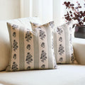 AffordableFloralPrintMaker Amor Virisso Floral Throw Pillow Covers 22x22 Set of 2 Block Print Pillow Covers Neutral Floral Striped Farmhous…