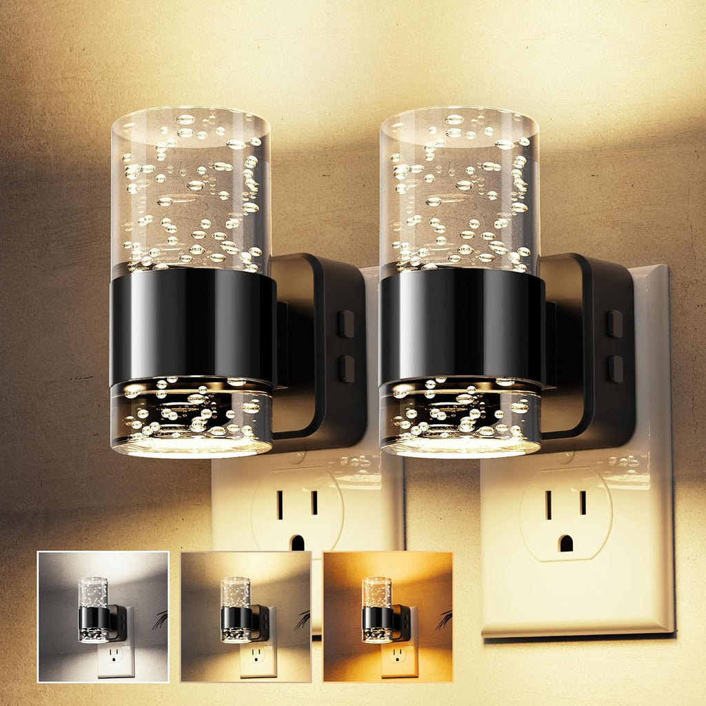 L LOHAS LED Night Lights Plug into Wall 2 Pack, Dimmable Night Light with Dusk-to-Dawn Sensor, Cool White/Soft White/Amber 3 Color Light…