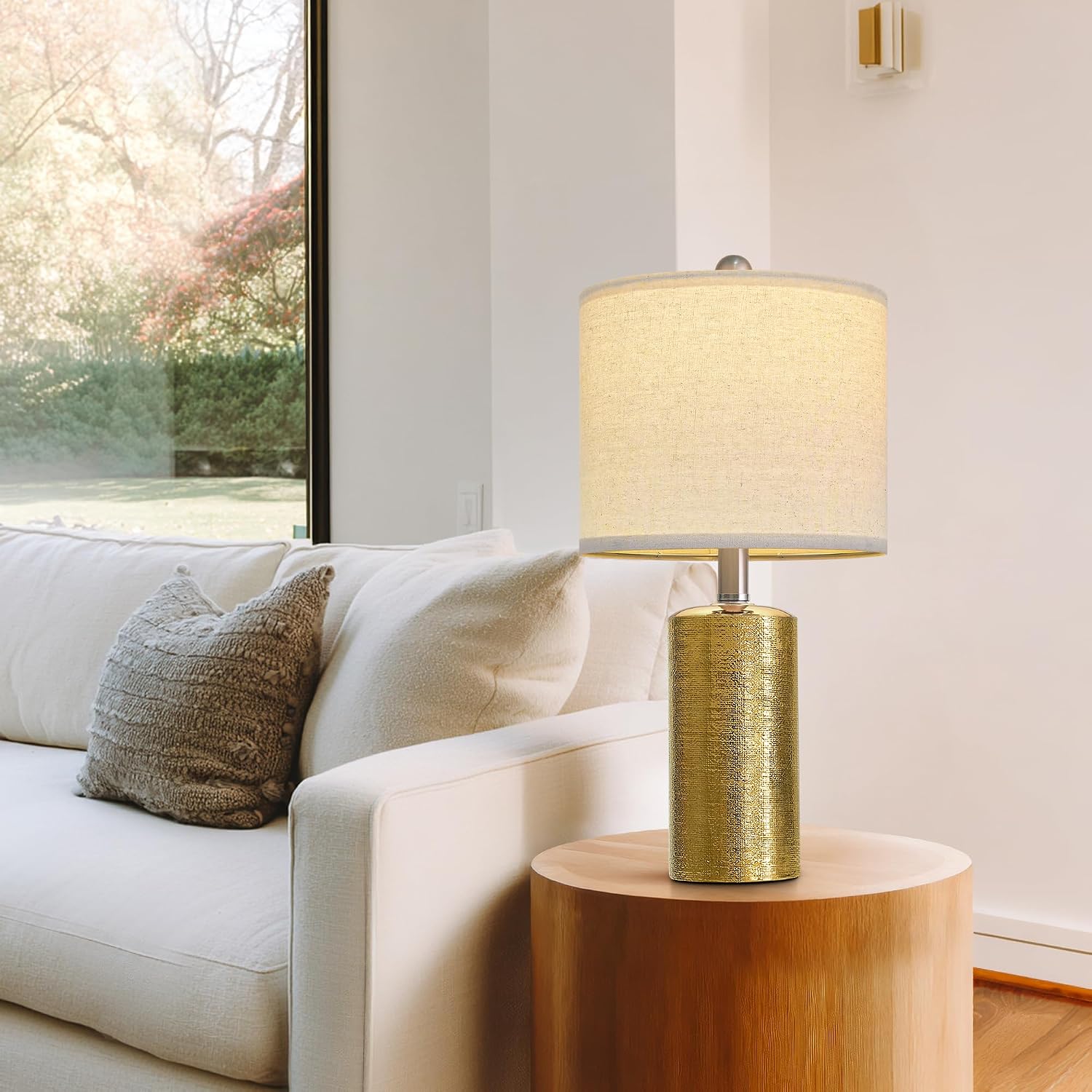 G-SAFAVA 20.5" Small Table Lamps for Living Room Lamp Single Ceramic Lamps for Bedroom Bedside Lamps Modern Boho Lamps for Night Stands…