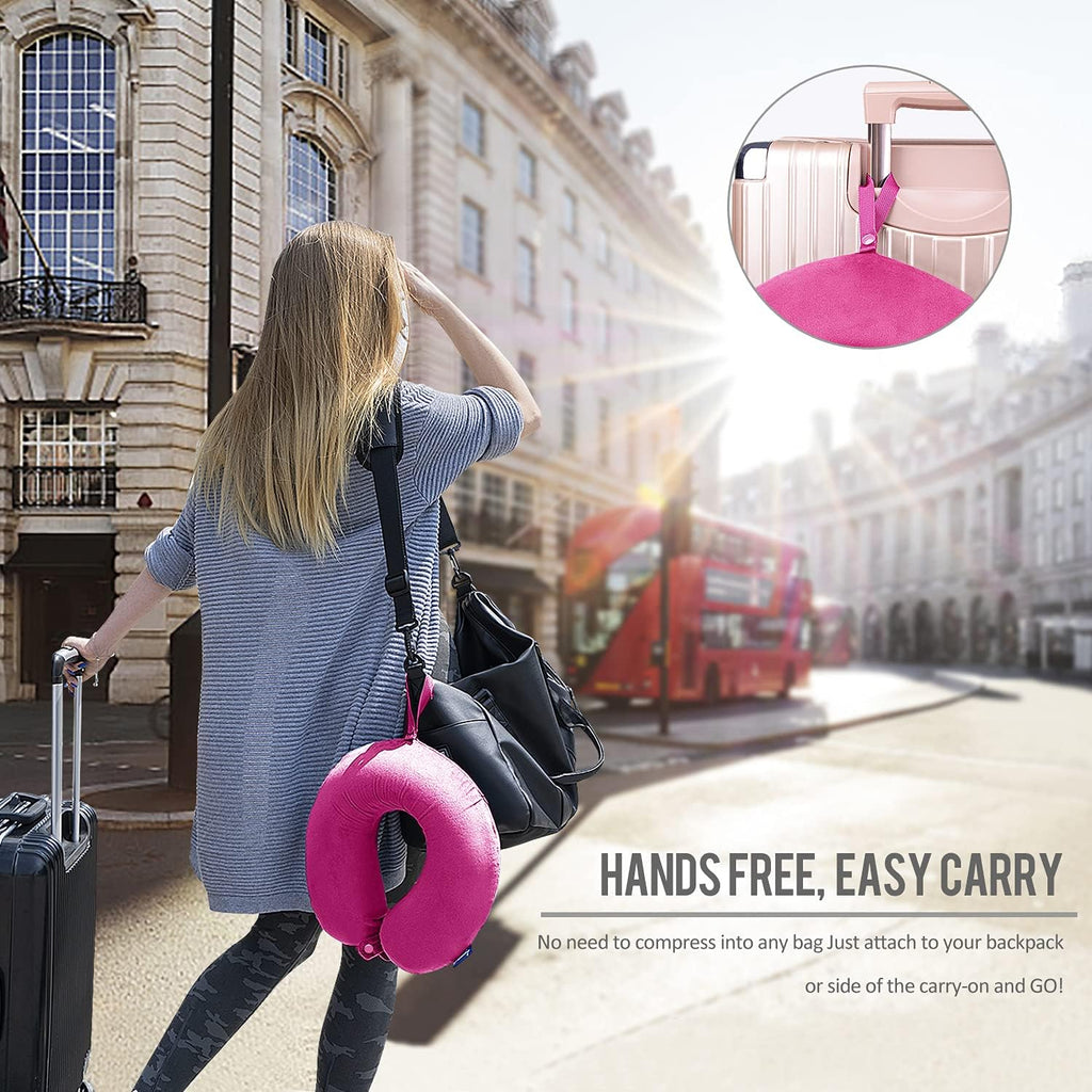 Fabuday Memory Foam Neck Pillows for Travel - Travel Neck Pillows for Airplanes with Attachable Snap Strap Soft Washable Cover, Flight Neck…