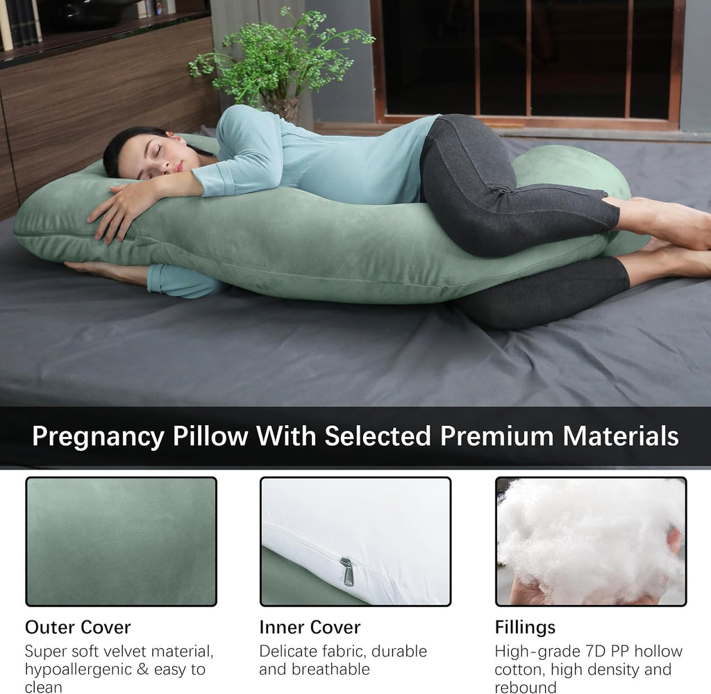 Moonpark MOON PARK Pregnancy Pillows for Sleeping - U Shaped Full Body Maternity Pillow with Removable Cover - Support for Back, Legs, Bell…