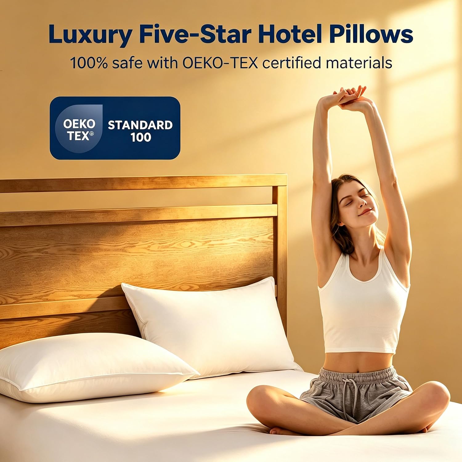 UNIKOME Ultra Soft Pillows Queen Size Set of 2 - Hotel Collection Luxury 100% Cotton Cover Down Alternative Bed Pillow, Fluffy Pillows…