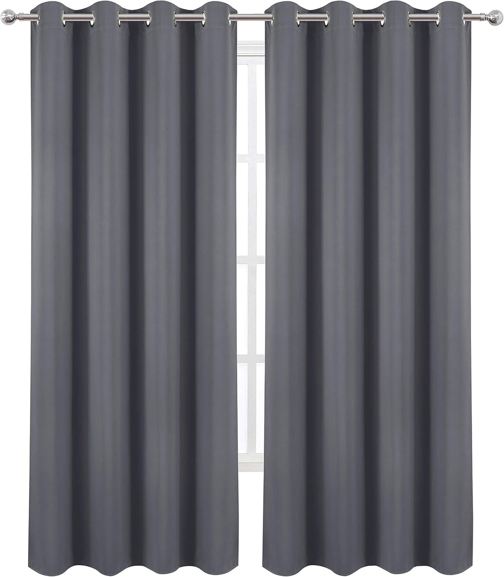 Lemomo Blackout Curtains 52 x 84 Inch Long Grey Curtains Set of 2 Panels Thermal Insulated Room Darkening Curtains for Bedroom 84 Inch Grey