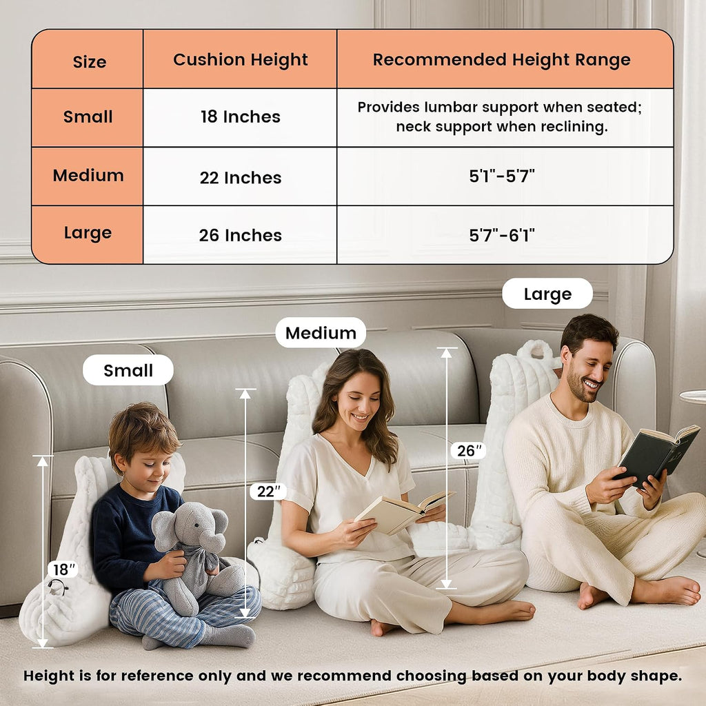 Amélie Home Heated Faux Fur Reading Pillow 3 Temperature Backrest for Sitting in Bed Support Cushion, USB-Powered(No Power Bank Included)…