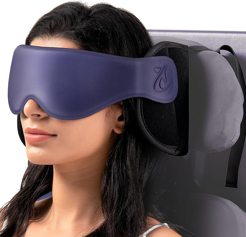 Bonairest Travel Pillow, Airplane Pillow with 3D Eye Mask for Sleeping, Round Edge Plane Head Strap 360°Headrest Support for Long Flight, S…