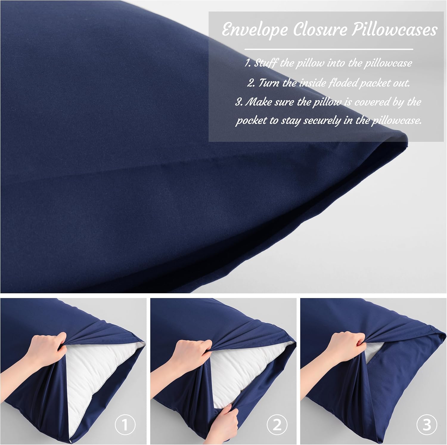 Ntbay Body Pillow Cases Set of 2, 2 Pack Brushed Microfiber 20x54 Pillow Cases, Soft, Wrinkle, Fade, Stain Resistant Navy Blue Pillow Cases…