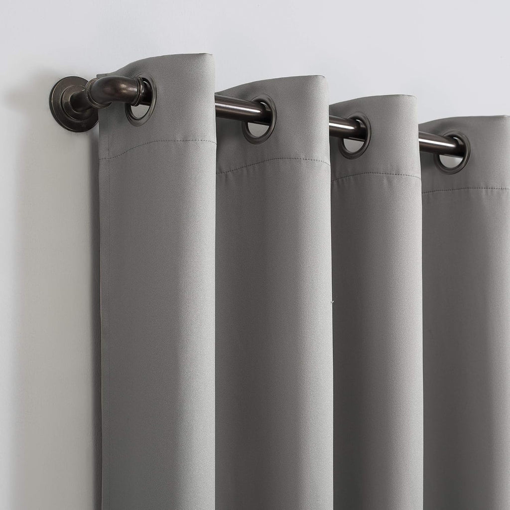 Sun Zero Nordic Theater Grade Extreme 100% Blackout Grommet Curtain Single Panel, 52" x 54", Silver Gray