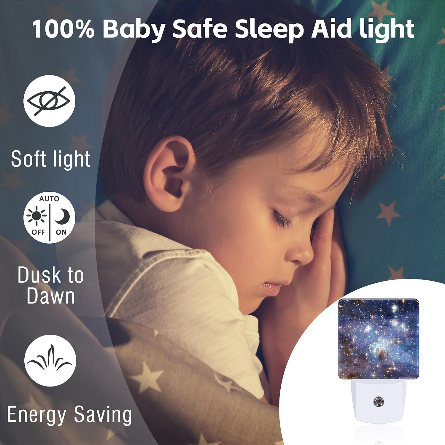 Deep Universe Nebula Night Light Plug into Wall, Galaxy Space with Stars Dusk to Dawn Night Light Plug in,0.5w Energy Saving Sleep…