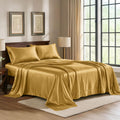 PureBedding Satin Sheets California King [4-Piece, Gold] Luxury Silky Bed Sheets - Extra Soft 1800 Microfiber Sheet Set, Wrinkle, Fade, Sta…