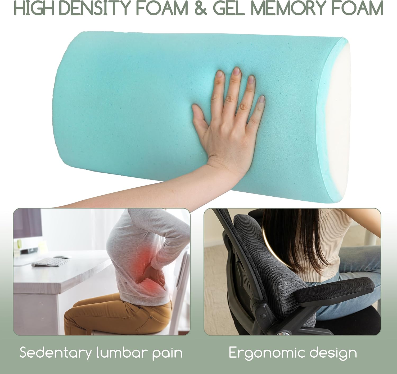 Higogogo Lumbar Support Pillow for Recliner Chair/Accent Chair/Couch, Memory Foam Back Support Cushion for Elderly, Recliner Cushions for B…