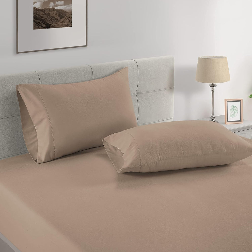 LaneLinen LANE LINEN Pillow Case Covers King Set of 2 100% Egyptian Cotton Sateen Soft Cool & Smooth Cases - Taupe Cotton