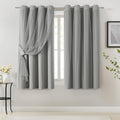 Bujasso Grey 90% Blackout Curtains with Sheer Overlay Mix and Match Double Layer Window Curtains Thermal Insulated 63 inch for Living Room…