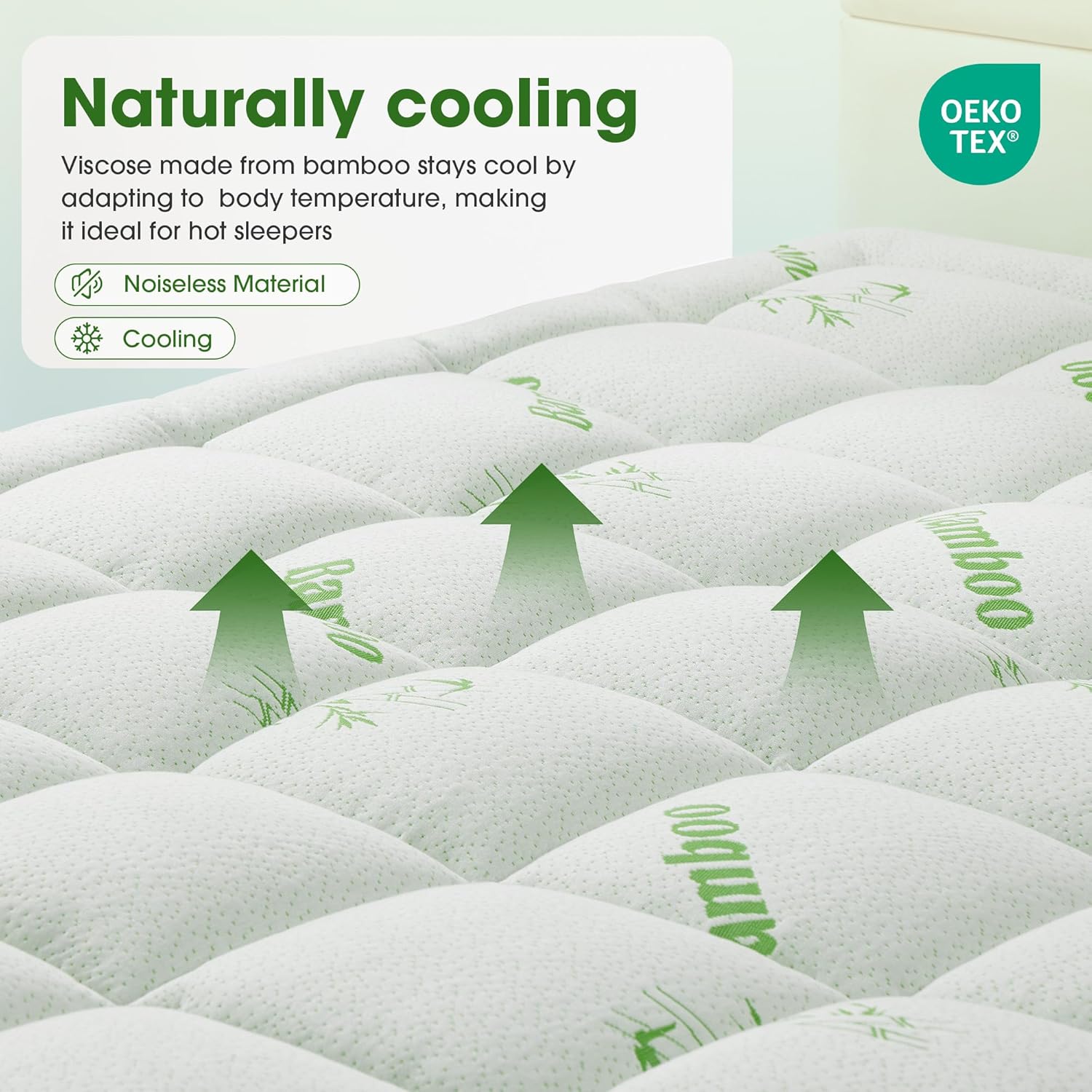 Grusign Mattress Pad Twin Size, Cooling Pillow Top Mattress Topper, Ultra Soft Viscose Made from Bamboo, Breathable for Hot Sleepers, Deep…