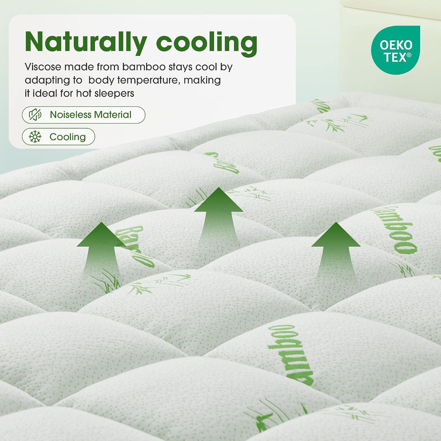 Grusign Mattress Pad Queen Size, Cooling Pillow Top Mattress Topper, Ultra Soft Viscose Made from Bamboo, Breathable for Hot Sleepers, Deep…