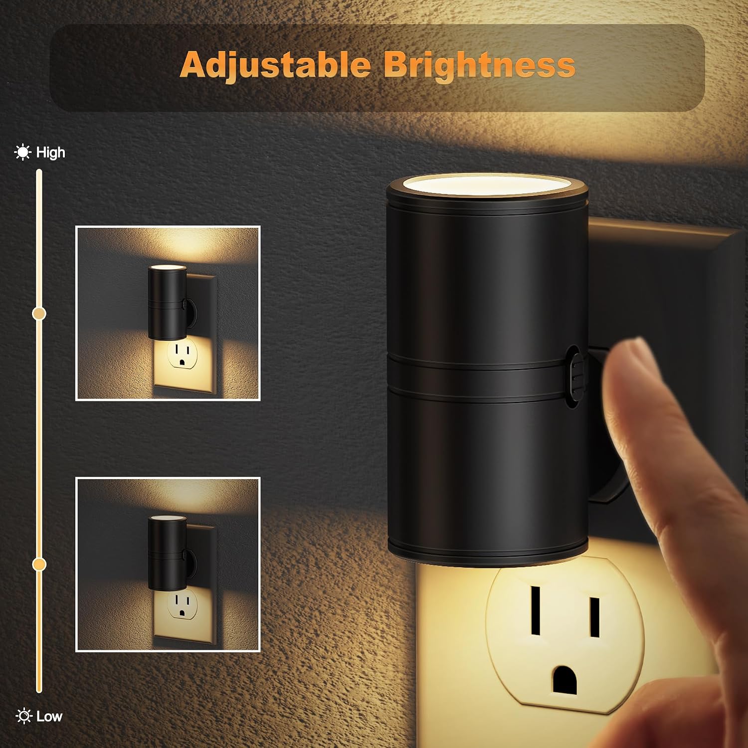JandCase LED Night Light Plug in, Rotating Night Lights Plug into Wall [2 Pack], Dusk to Dawn Sensor, 2 Level Brightness Adjustable…