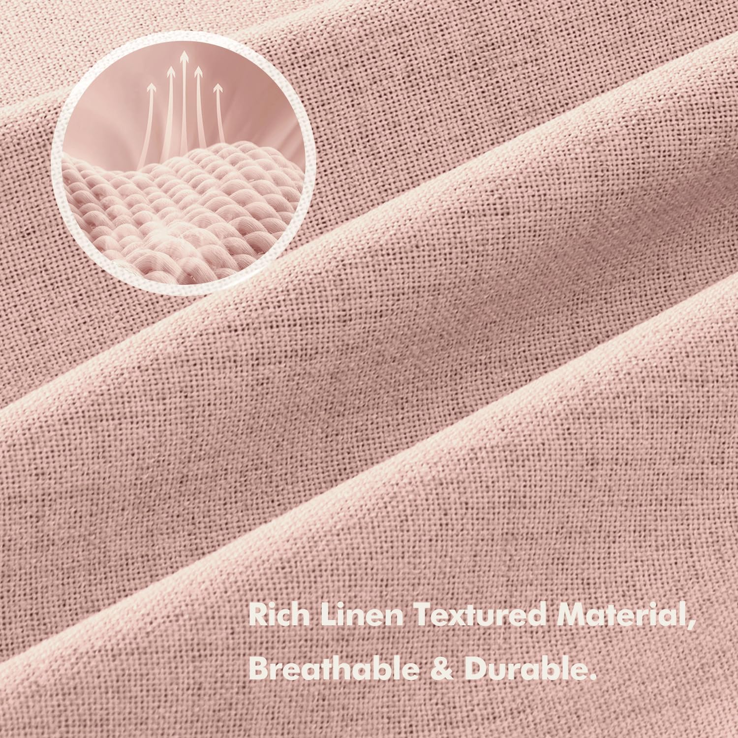 Miulee 100% Blackout Linen Curtains for Bedroom, Blush Pink Solid Luxury Decor Thermal Insulation Room Darkening Drapes for Living Room Nur…