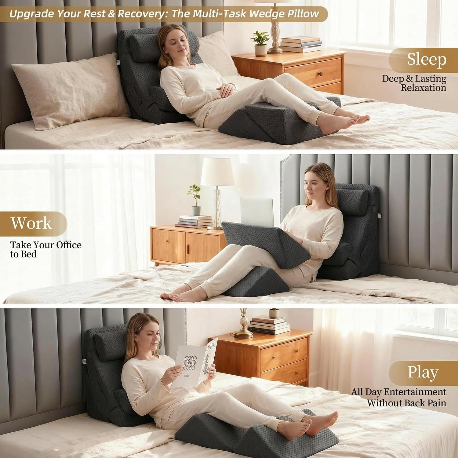 Axelrod 6PCS Orthopedic Bed Wedge Pillow Set, Post Surgery Foam for Back, Neck and Leg Comfortable & Adjustable Pillows- Anti Snoring, Hear…
